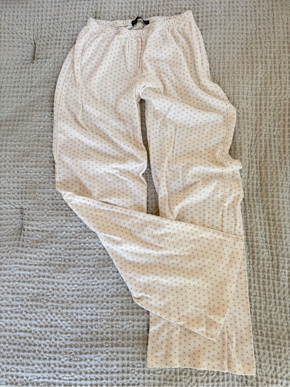 Brandy Melville Cream with Heart Print Lounge Pants